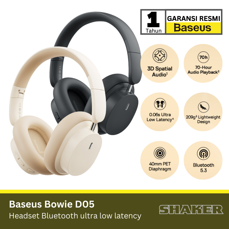 Jual Baseus Headset Bowie D Wireless Bluetooth Headphone Ultra Low Latency Noise Canceling