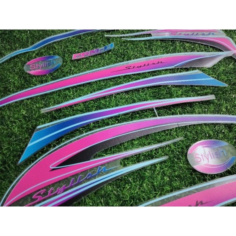 Jual striping sticker Scoopy fi transparan custom list rainbow gradasi ...