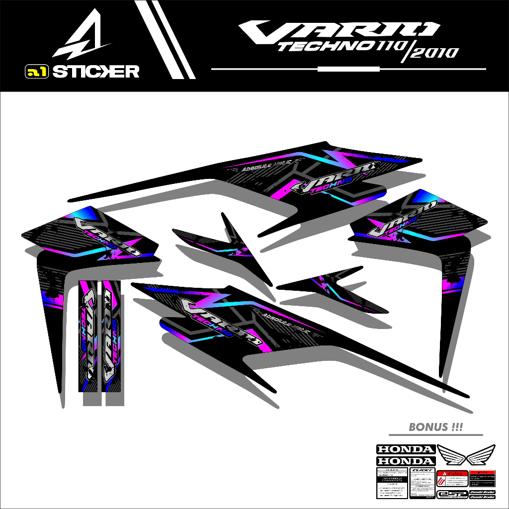 Jual STICKER STIPING VARIO TECHNO 110 LIST VARIASI EDISI GRUNGE / A3