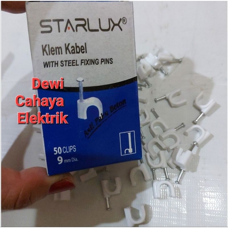 Jual Starlux Klem Kabel 9mm Paku BETON ASLI isi 50 Clipa Warna PUTIH ...
