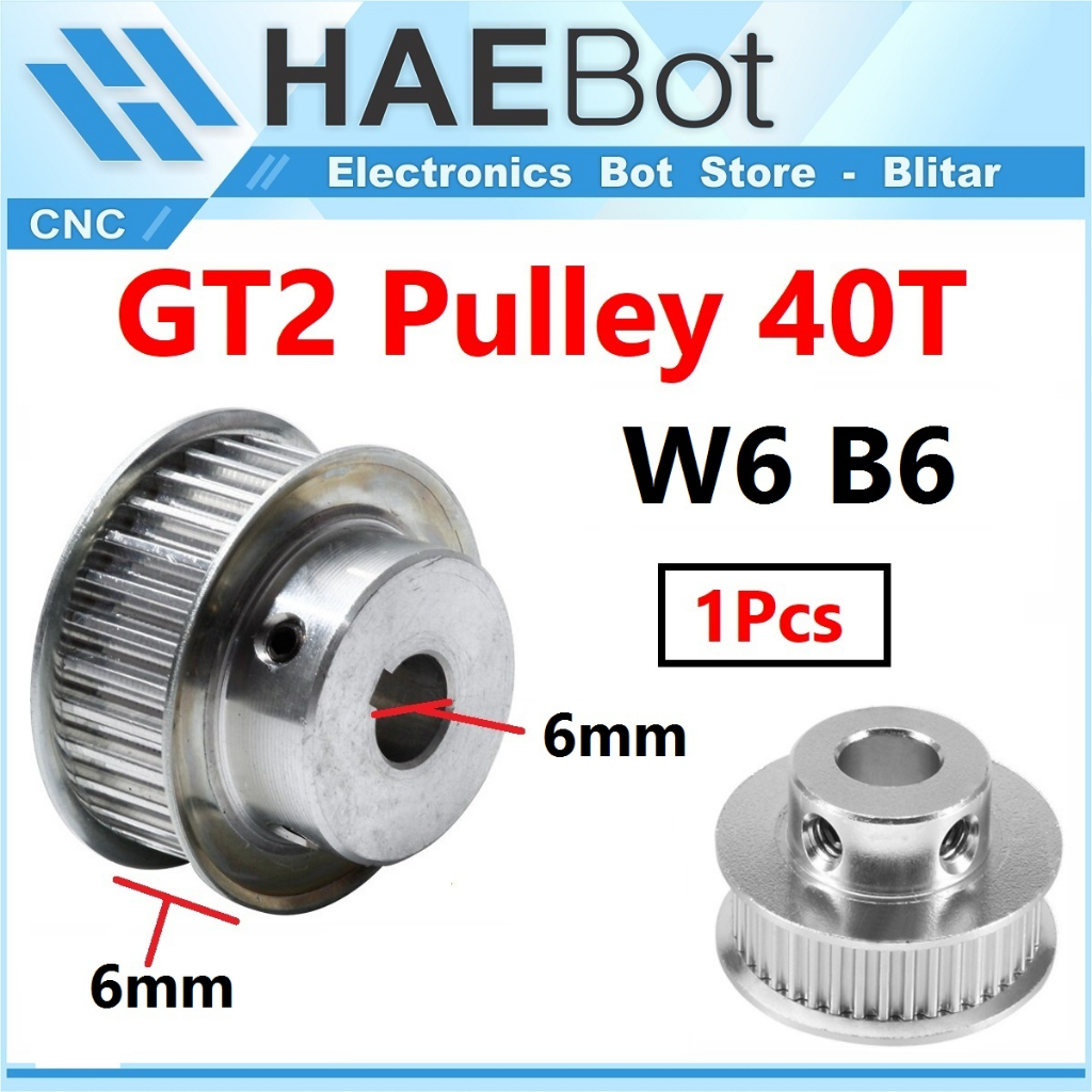 Jual [HAEBOT] GT2 Pulley Timing CNC 40T W6 Bore 5 6 6.35 8 10 12 mm ...