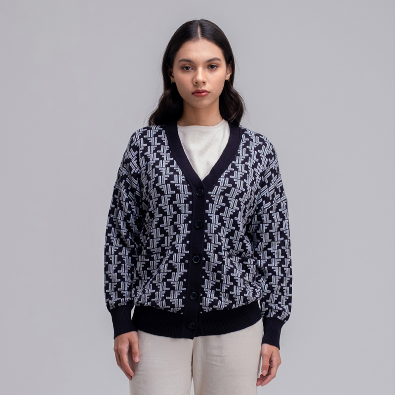 Jual Famo Cardigan Rajut Wanita Knit Katun Button Long Sleeve Full ...