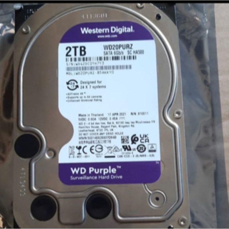 Jual HDD WD PURPLE 2TB - WD20PURZ - 3 Year Warranty | Shopee Indonesia