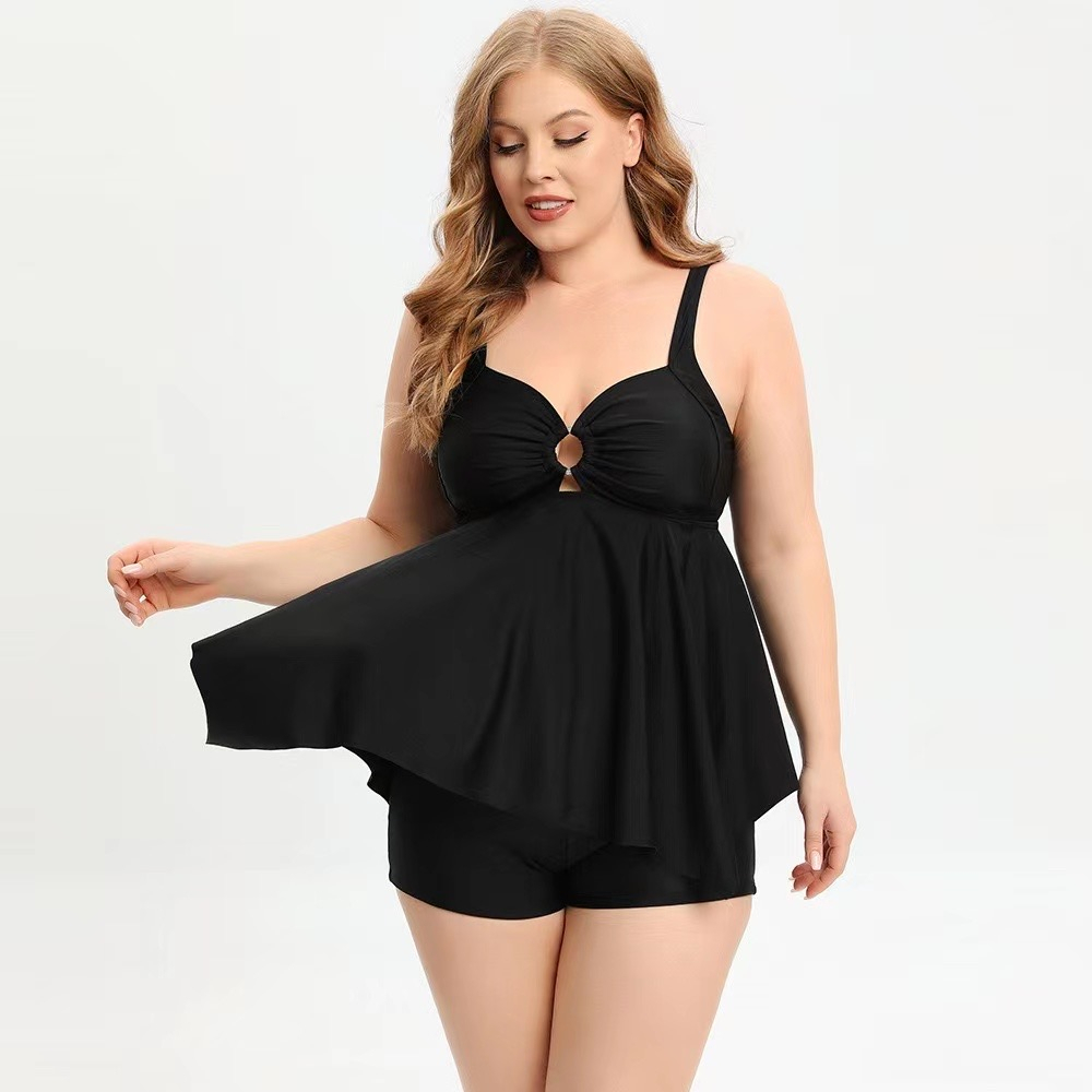 Jual Tankini Wanita Baju Renang Jumbo Big Size Hitam Polos Plain Black