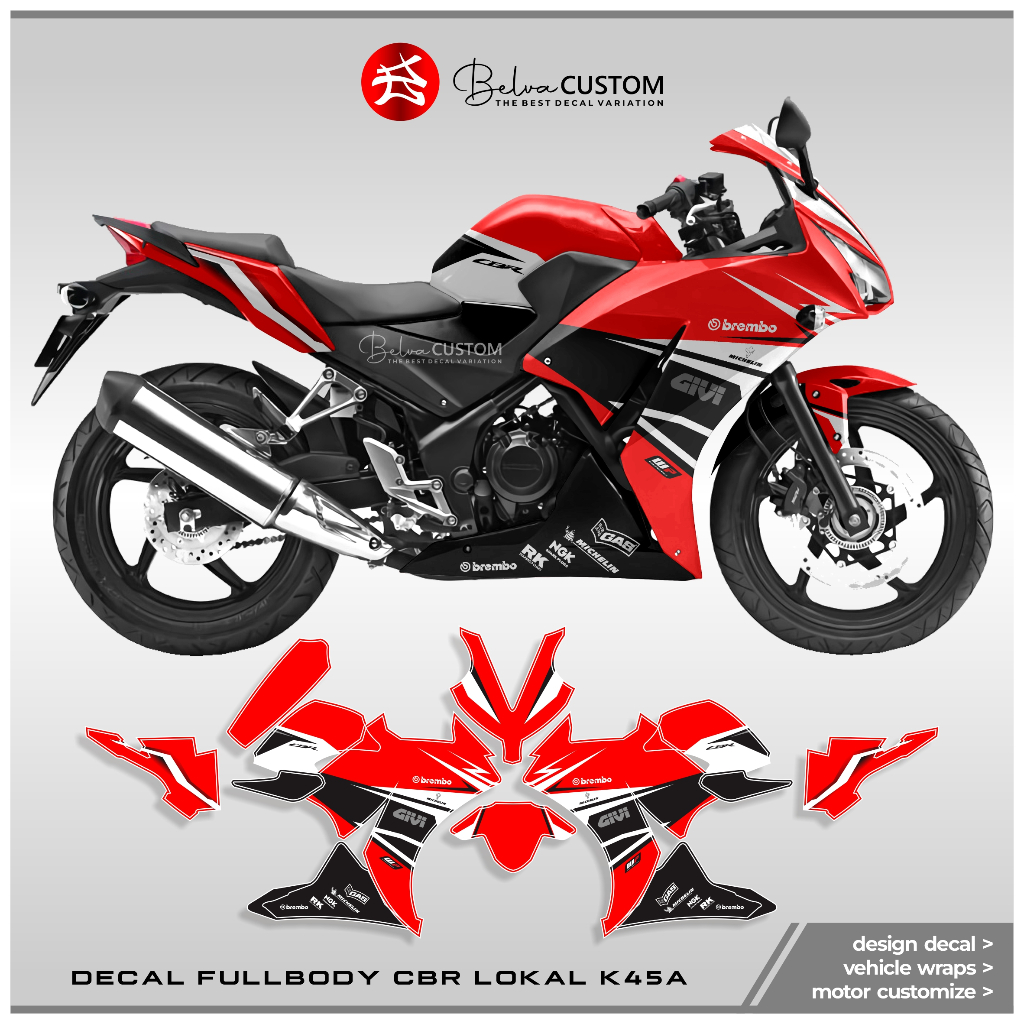 Jual Decal Fullbody CBR K45A Lokal Grafis Givi Racing / Stiker Motor ...