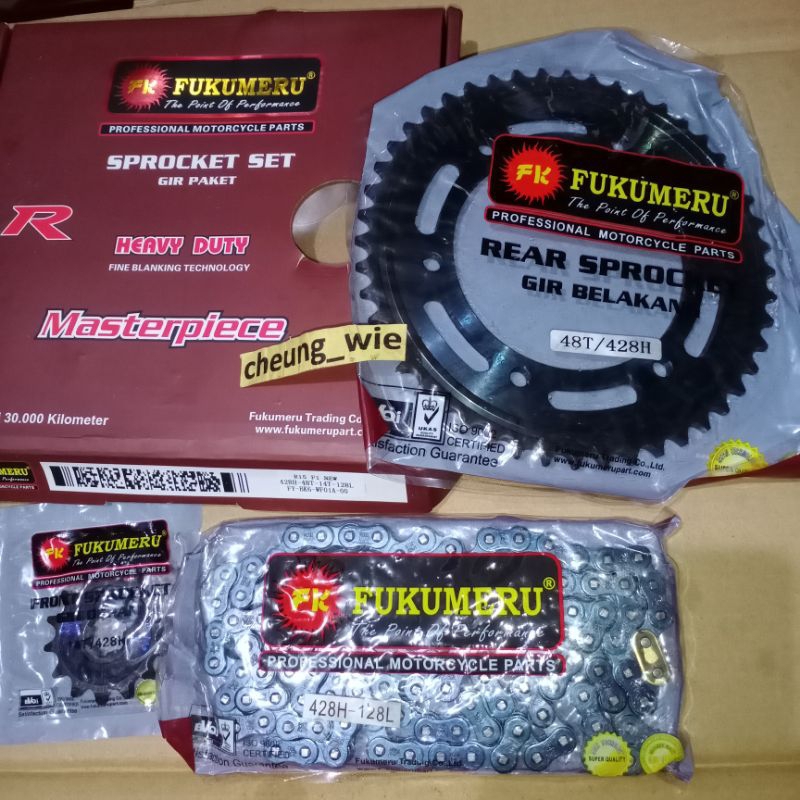 Jual gear set sepuhan Yamaha R15 V3 vva LED BK6 428 48T 14T128