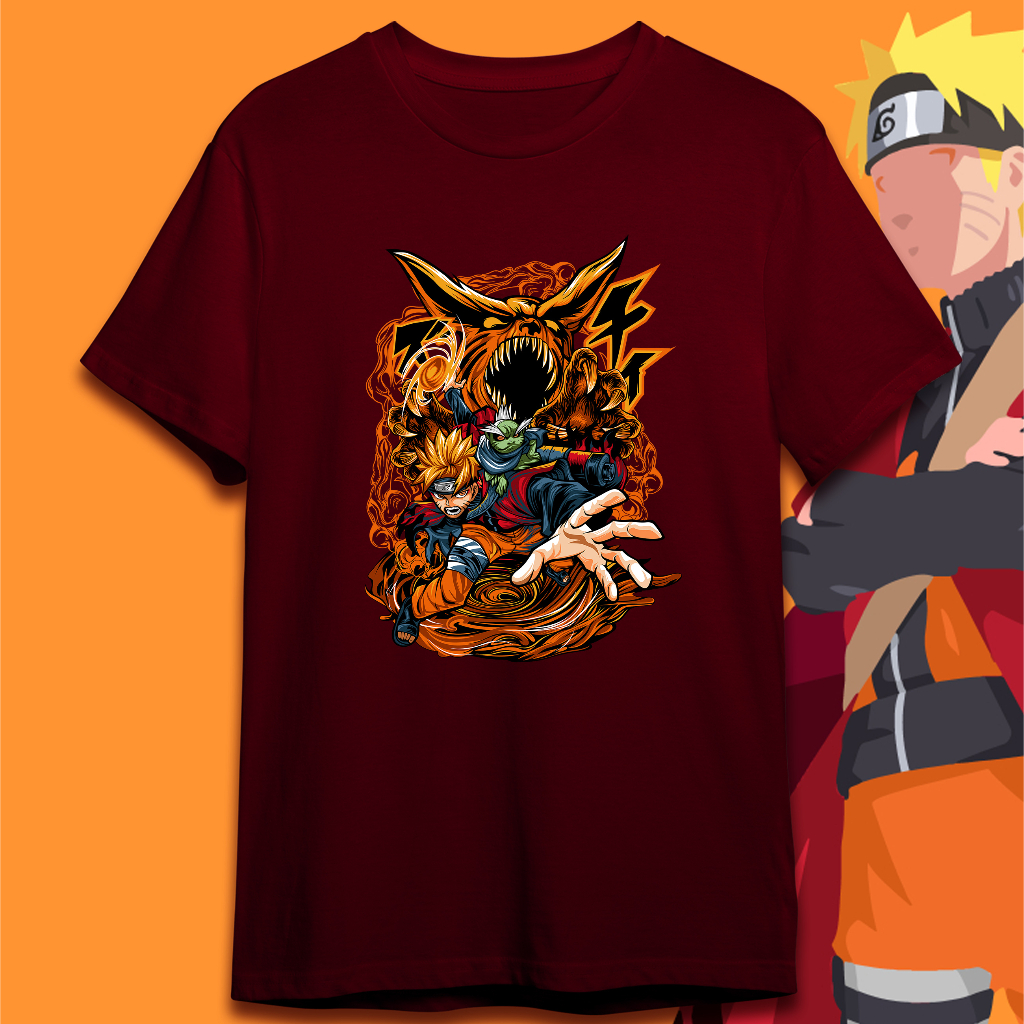 Jual Kaos Premium Naruto Kurama A4 Size Distro Murah Dan Katun 100 Baju Anime Lengan