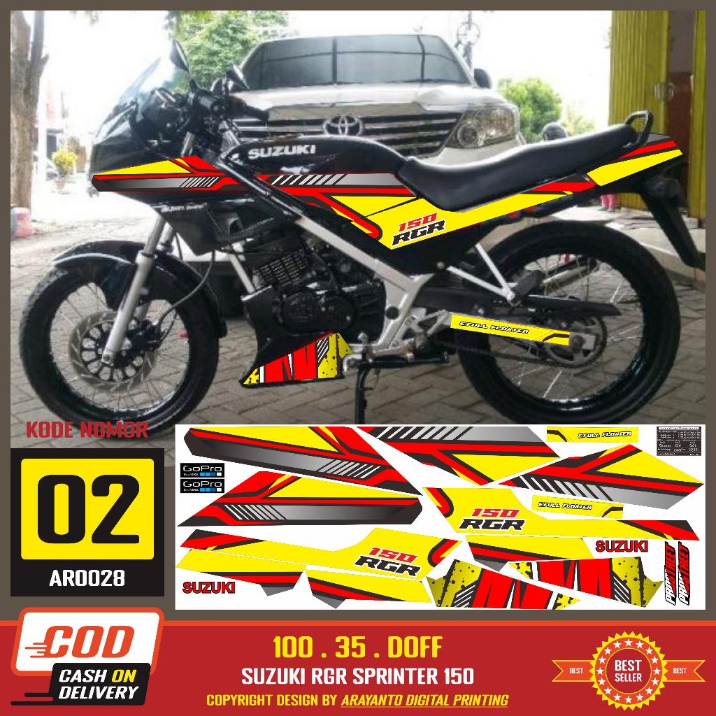 Jual Stiker Striping Suzuki RGR Sprinter 150 Variasi Decal AR0028 ...