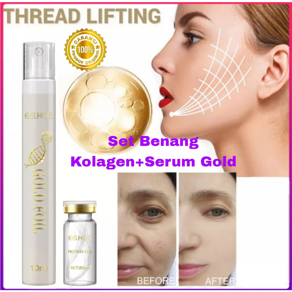 Jual ORI 100% (2Pcs) Set Benang Protein Dan Serum Kolagen Emas Thread ...