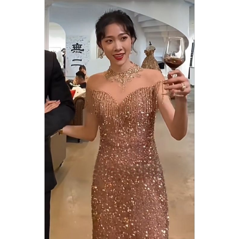 Jual dress sabrina rumbai long gown long dress cl gaun panjang glitter ...