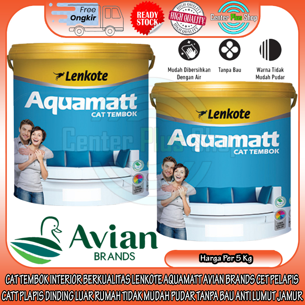 Jual Cat Tembok Interior Berkualitas Lenkote Aquamatt 5 Kg Kilo Avian Brands Cet Pelapis Catt 3810