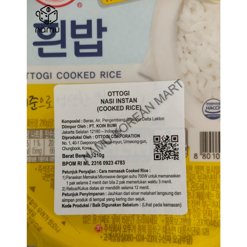 Jual Ottogi Cooked White Rice 210gr - Nasi Putih Instan Korea Siap Saji ...