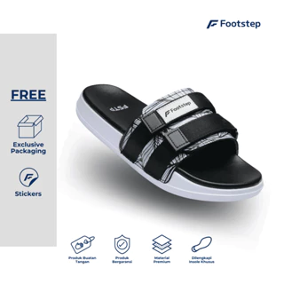 Footstep Footwear Sandal Pria Slide Nifty Black White Original Sandal