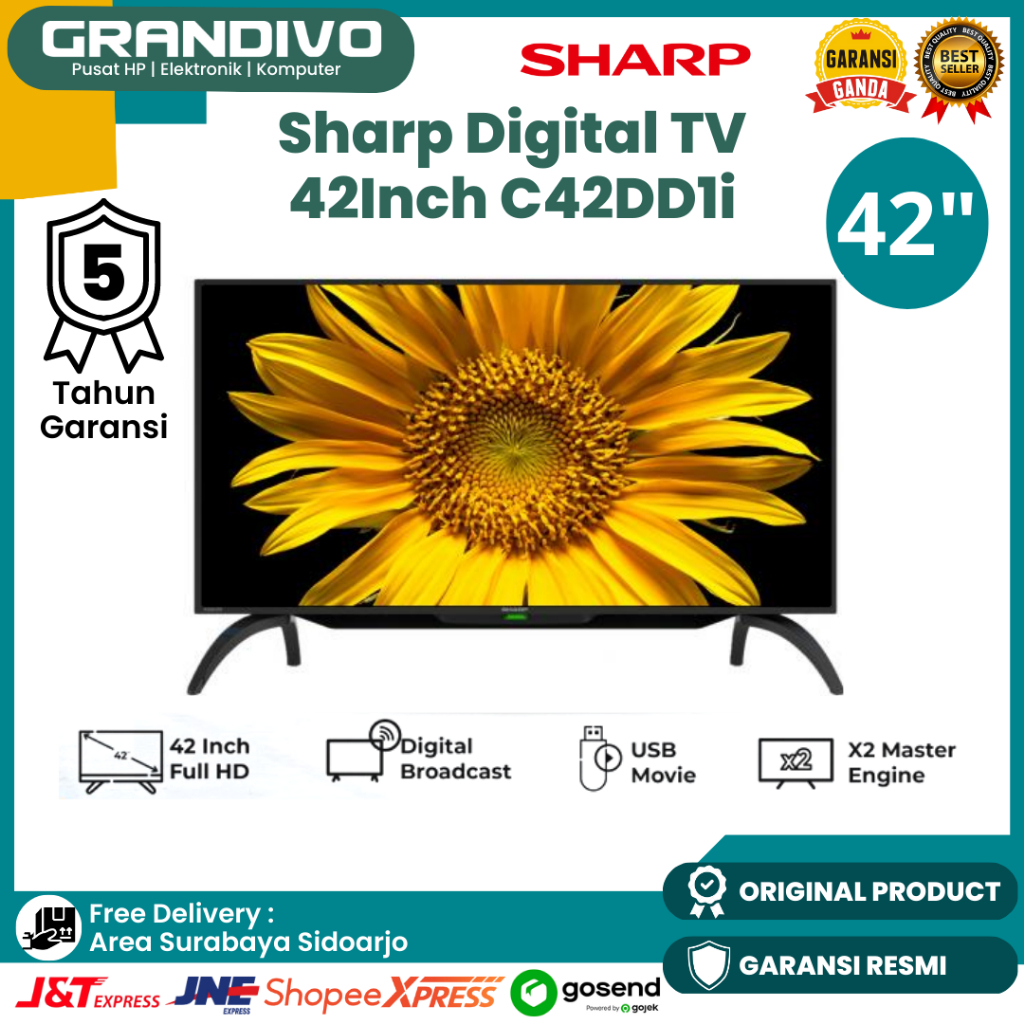 Jual TV Digital Sharp 42 Inch C42DD1i HDR10 Full HD Garansi Resmi Sharp
