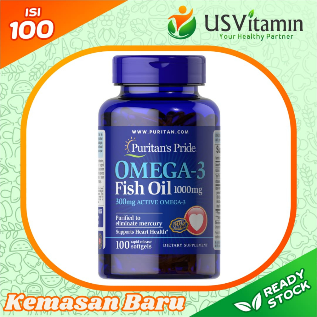 Jual Puritan Omega3 Fish Oil 1000 mg (300 mg Active Omega3)100