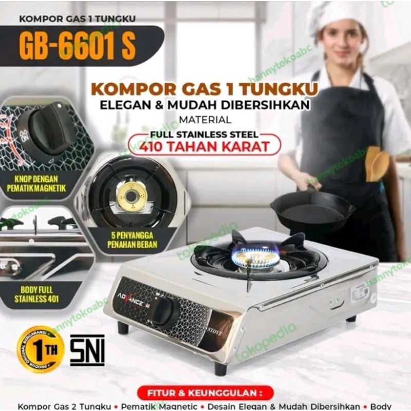 Jual Kompor Gas Stainless Tungku Advance Gb S Shopee Indonesia