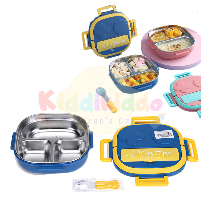 Jual [1KG 3PCS] Kiddikiddo Lunch Box Tedemei 2-3 Sekat Kotak Makan Anak