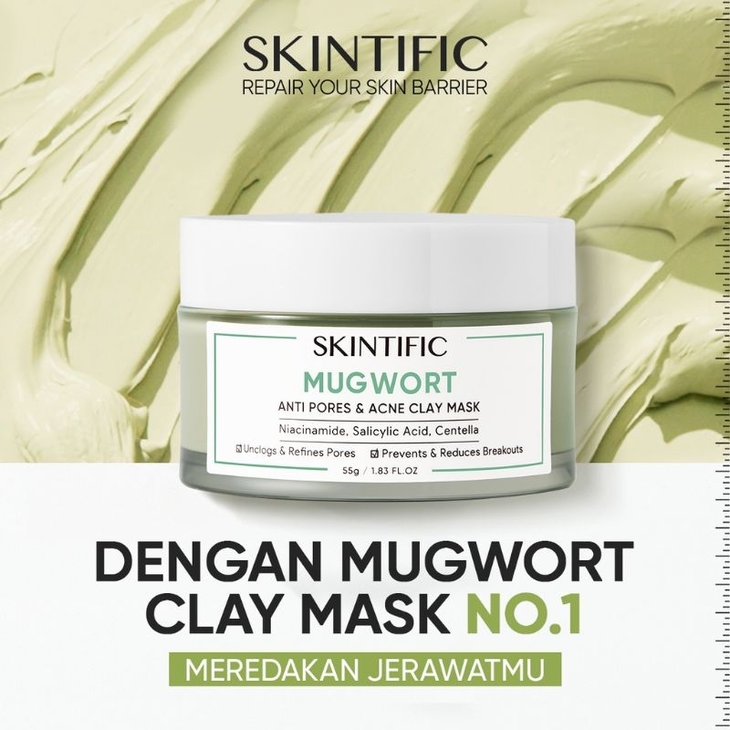 Jual SKINTIFIIC MUGWORT ANTI PROSES & ACNE CLAY MASK 55gr | Shopee ...