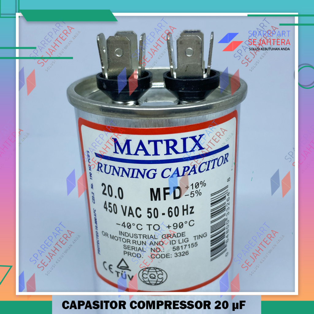 Jual KAPASITOR CAPASITOR AC MESIN KOMPRESOR COMPRESOR 20 UF MATRIX ...