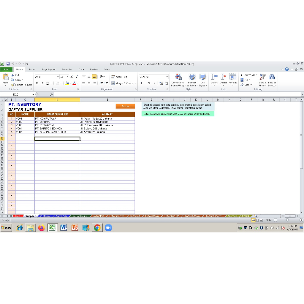 Jual aplikasi stok excel software kantor barang stok penjualan ...