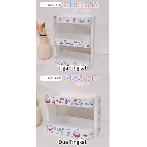Jual Rak 2 tingkat dan 3 tingkat putih estetik free sticker multifungsi ...