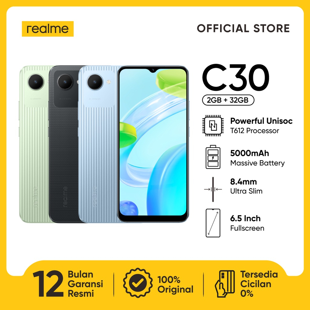 Jual REALME C30 2GB+32GB （Powerful Unisoc T612 Processor | 5000mAh ...