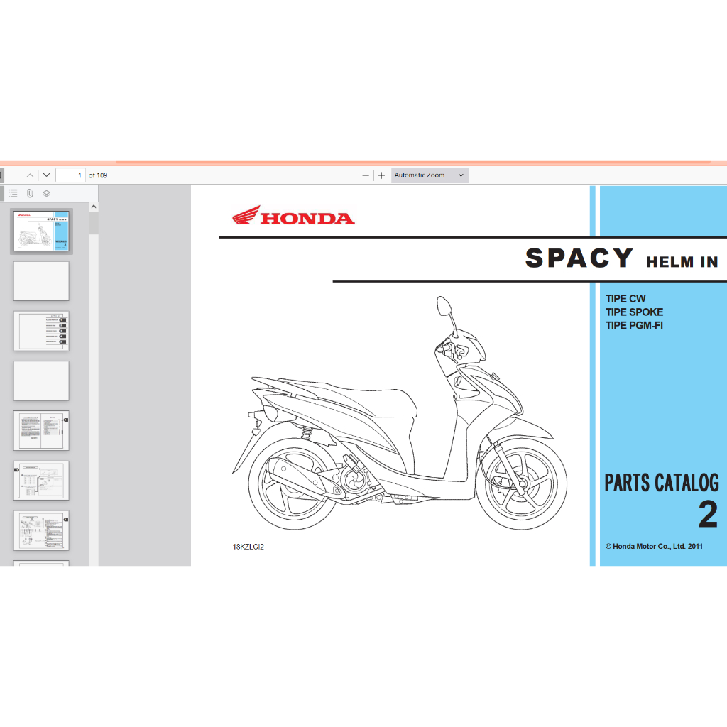 Jual motor Honda-Spacy-FI Buku Parts Catalogue Copian Honda Katalog ...