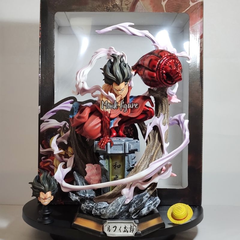 Figurine Luffy Gear 3 – One Piece – Statue PVC GK Avec LED – 25cm (Neuf, Rouge Roc)