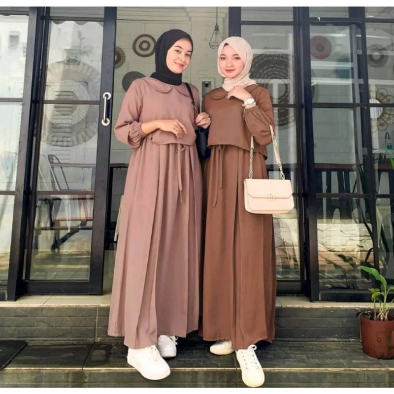 Jual Gamis Niami Dress Bahan Cotton Premium Gamis 2 In 1 Gamis Polos ...