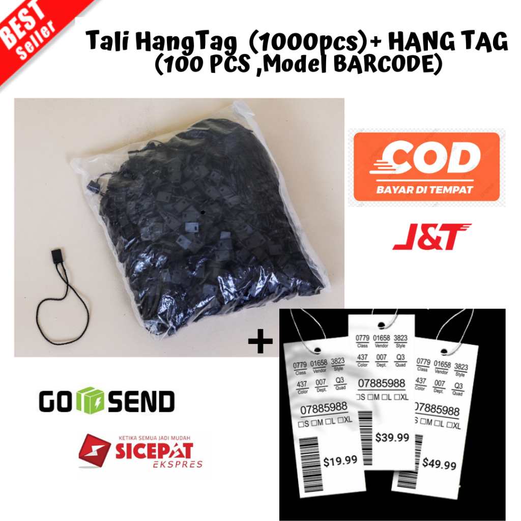Jual [BAYAR DI TEMPAT] (PAKET A2) Tali HangTag ISI 1000pcs + HANG TAG ...