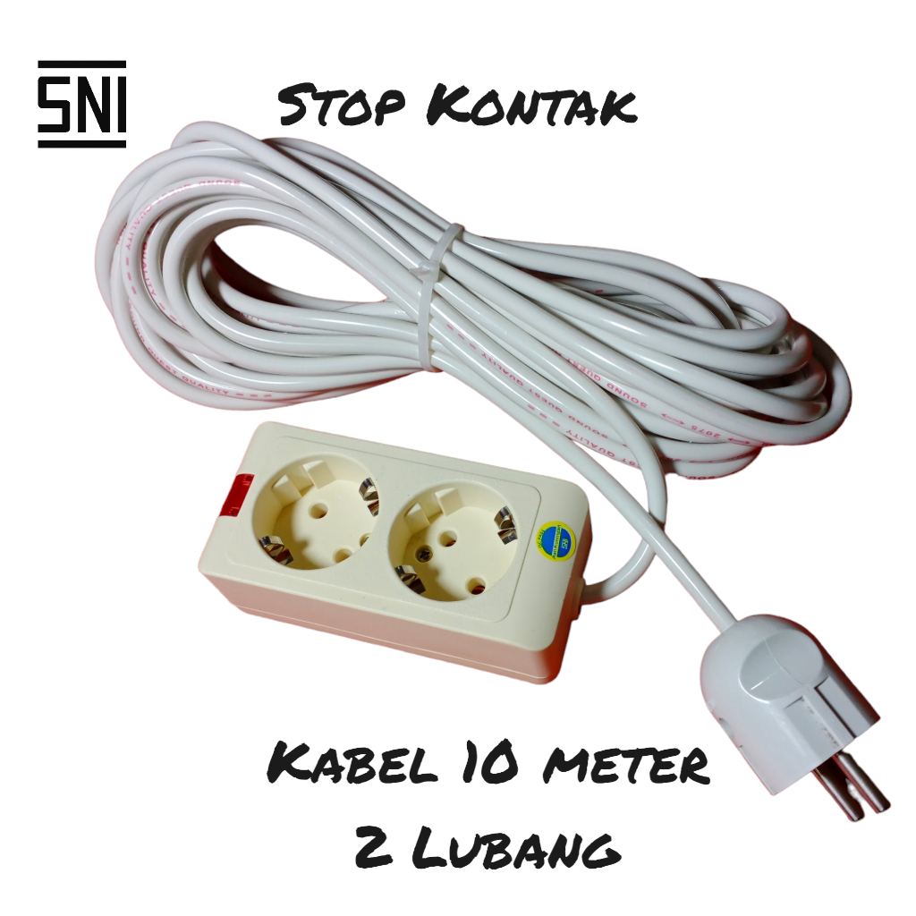 Jual Stop Kontak Listrik Set 2 Lubang + Panjang Kabel 3 Meter + Steker ...