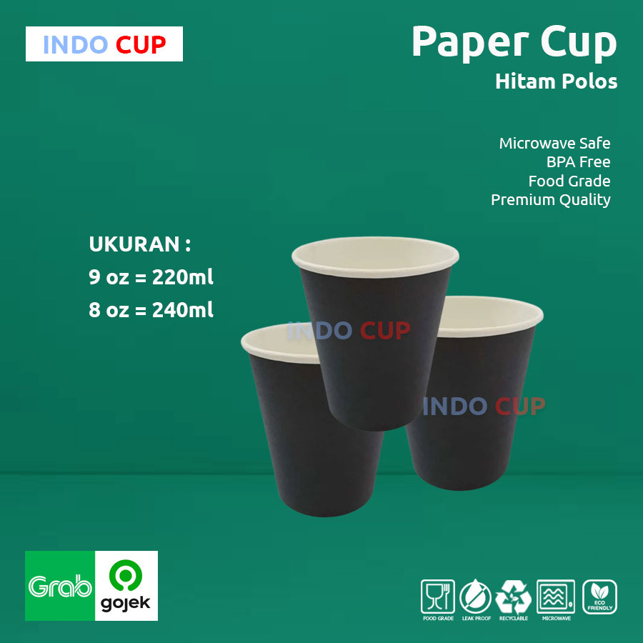 Jual Paper Hot Cup Gelas Kopi Tahan Panas Gelas Kertas Hitam Polos Shopee Indonesia 9206
