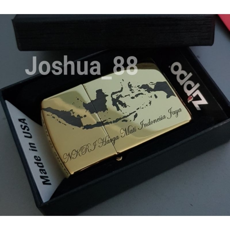 Jual Zippo Korek Api Lighter Custom Ukir Peta Indonesia Nkri Harga Mati Shopee Indonesia