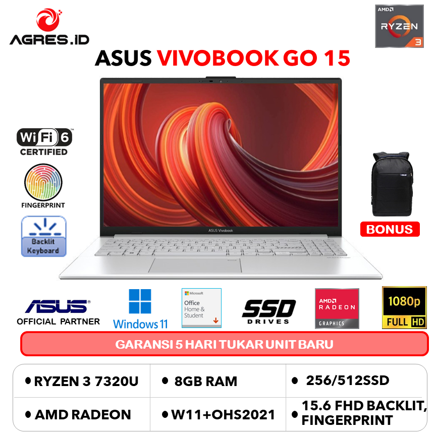 Jual Asus Vivobook Go 15 Oled E1504fa Ryzen 3 7320 8gb 512gb W11 Ohs 15 6fhd Blk Oled322