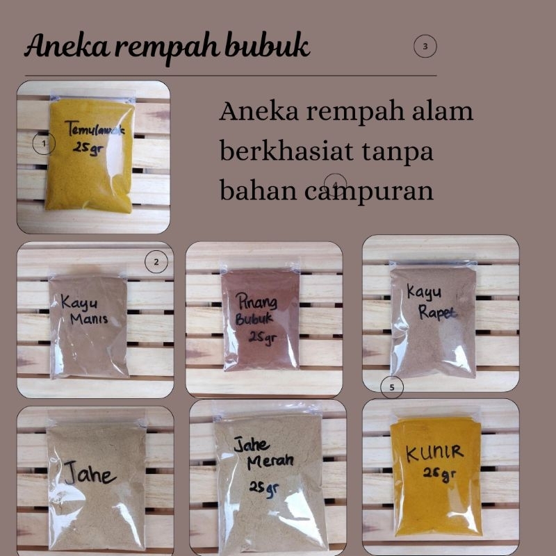 Jual Rempah Bumbu Dapur Bubuk, Temulawak,Temu Kunci, Kayu Manis,kunir ...