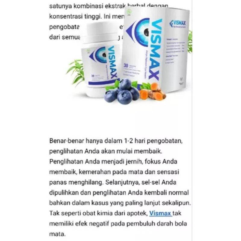 Jual VISMAX 100% ORIGINAL | OBAT MATA MINUS RABUN SILINDER KATARAK ...