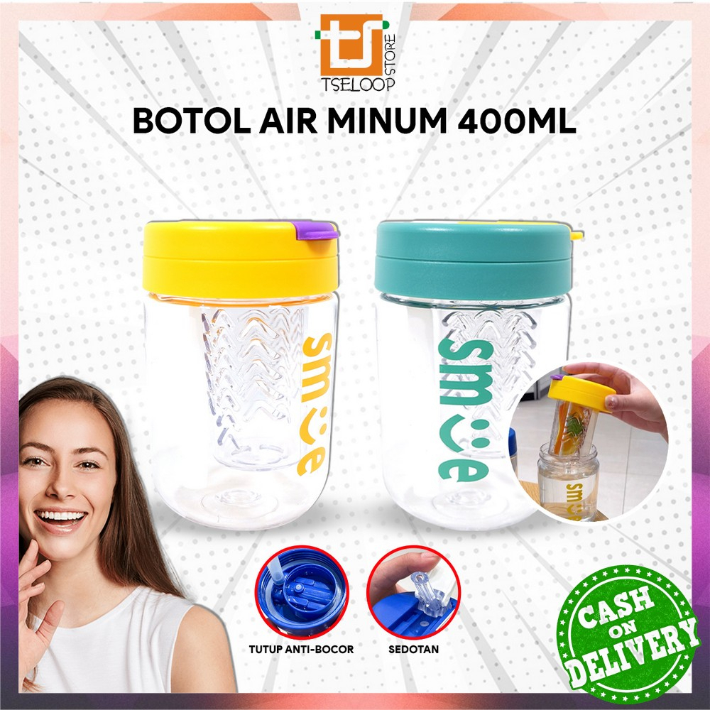 Jual Ofm C Botol Minum Infus Water Transparan Minimalis Ml Anti Tumpah Dengan Sedotan Bpa