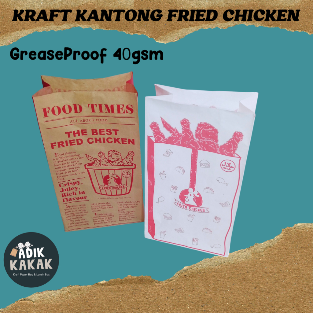 Jual Kantong Kertas Makanan Kantong Fried Chicken Kemasan Fried Chicken Bungkus Fried