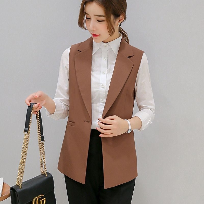 Jual Vest Outer Blazer Wanita Stylis Korean Jas Formal Kerja Rompi