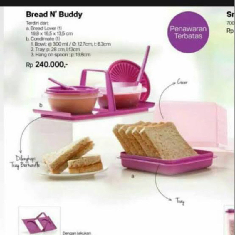 Jual Tupperware Condimate Bread & Buddy Tempat Roti dan Selai | Shopee ...