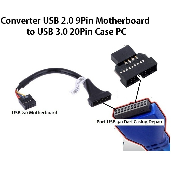 Jual Kabel Converter USB 2.0 Female Motherboard TO USB 3.0 Casing PC ...