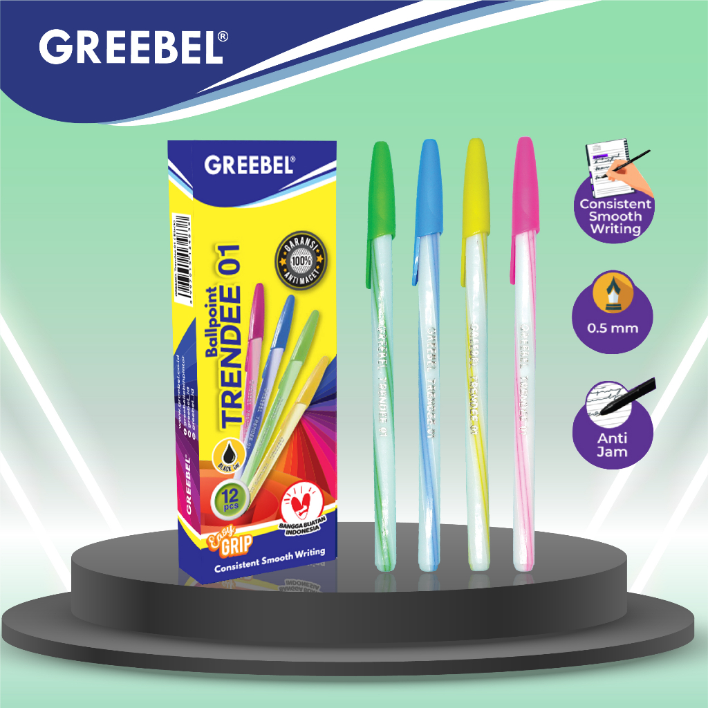 Jual GREEBEL Pen Pulpen Bolpoin Ballpoint BALLPEN TRENDEE 01 Tidak Mudah Bocor Untuk