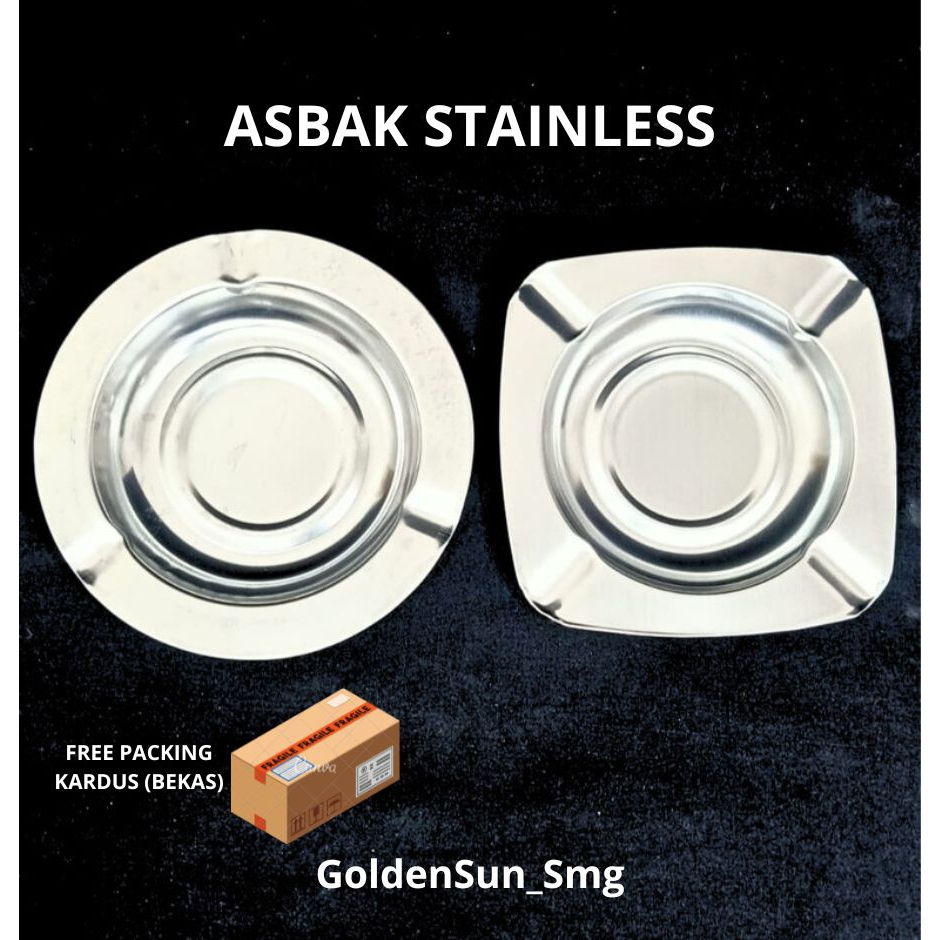 Jual ASBAK STAINLESS PERSEGI ASBAK STAINLES BULAT TEMPAT ROKOK Shopee Indonesia