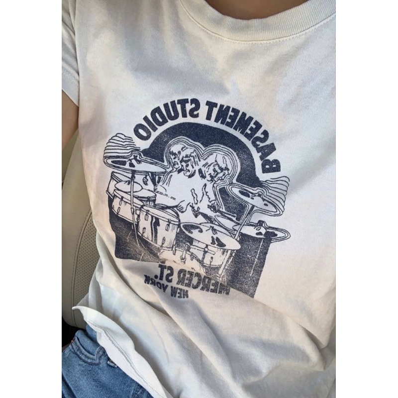 Jual basement studio korean top raglan baby tee y2k harajuku acubi