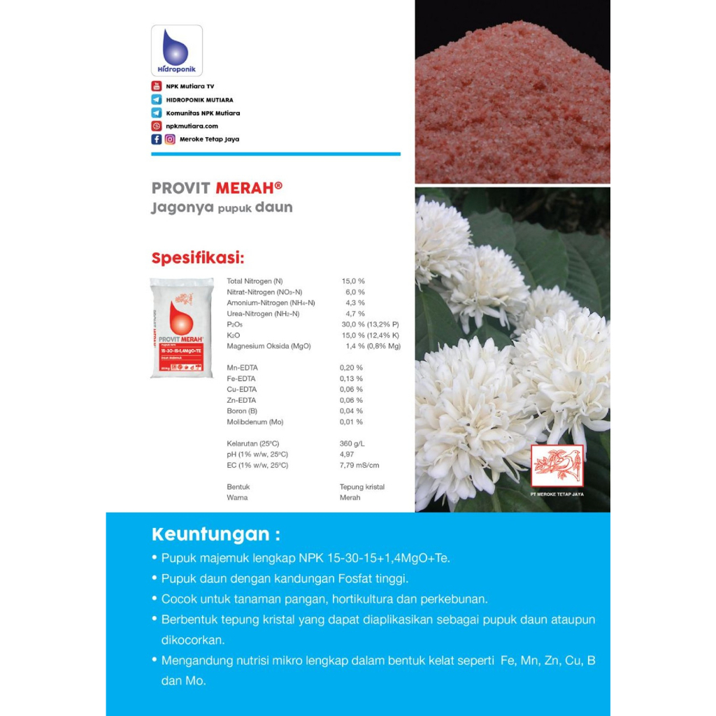 Jual Pupuk MEROKE PROVIT MERAH 500 Gram Kemasan Pabrik NPK | Shopee ...