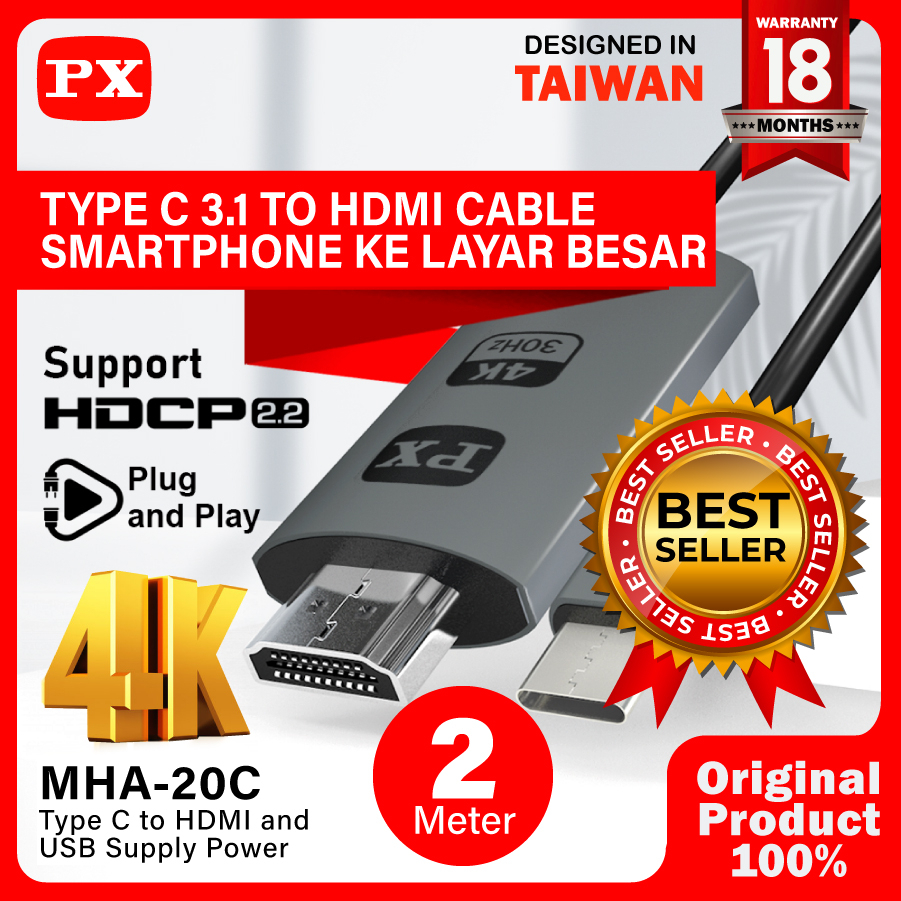Jual Kabel MHL USB Type C 3.1 to HDMI TV Converter 4K PX MHA-20C 2 ...