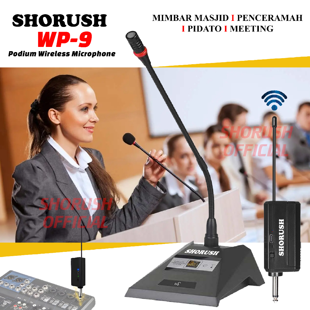 Jual Shorush WP 9 Microphone Podium Wireless Mic Meja Conference untuk ...