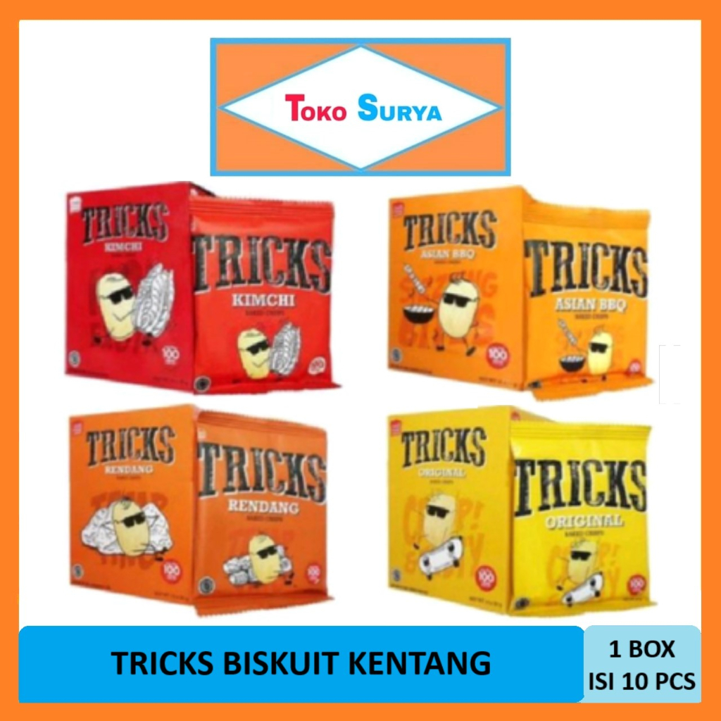 Jual Tricks Biskuit Kentang Original/Kimchi/Rendang/Asian BBQ 1 Box 10 ...