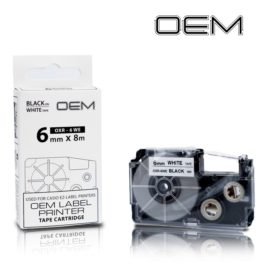 Jual OEM TAPE LABEL 6mm (BLACK INK) FOR USE ON EZ CASIO (COMPATIBLE ...