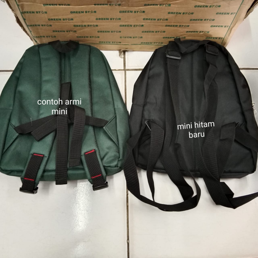 Tas Ransel - Mini Backpack Punggung Bahu Polos Sekolah Travelling Anak -  Hitam